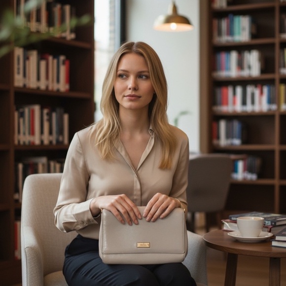Kate Spade Light Gray Shoulder Bag with Chain Strap - Picture 3 of 8